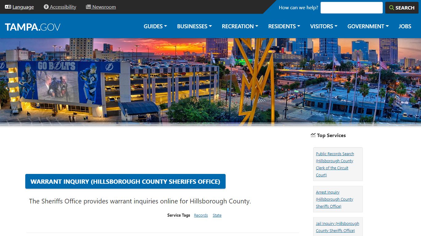 Warrant Inquiry (Hillsborough County Sheriffs Office)